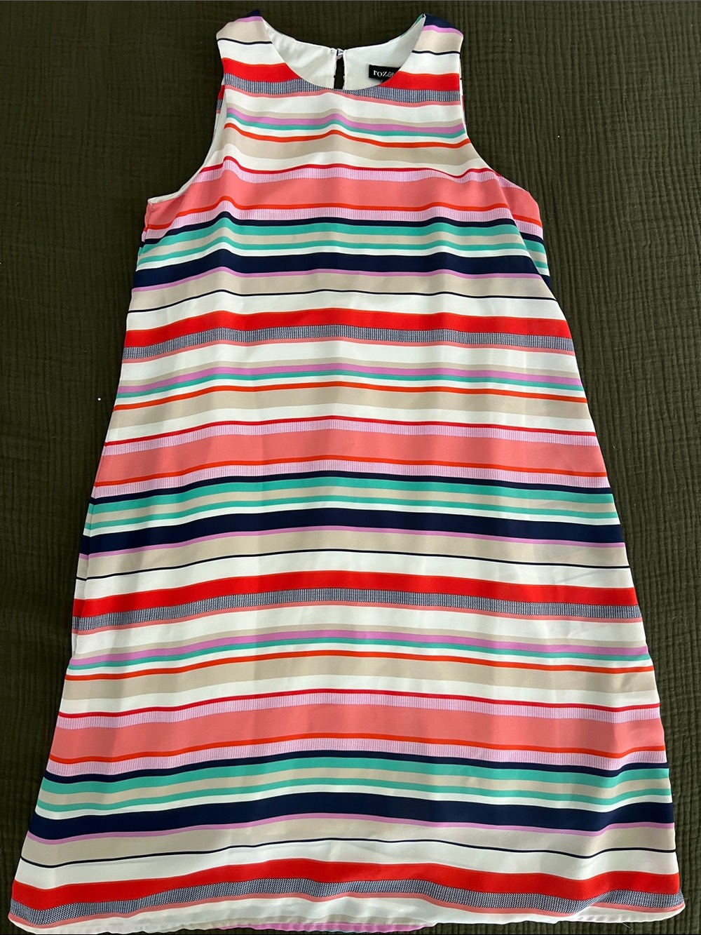 Roz & Ali Striped Sleeveless Multicolor Dress Sz 2